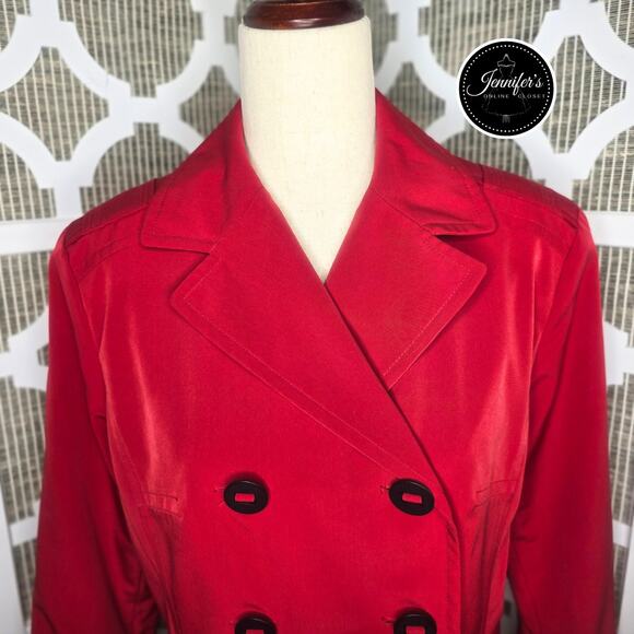 Esprit Women's Vintage Red Double Breasted Notch Lapel Raincoat/Jacket Size M - Picture 3 of 14